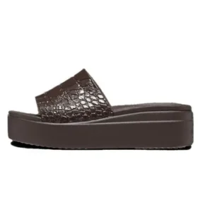 Brooklyn Croco Shine Slide Sandaletler “Espresso”