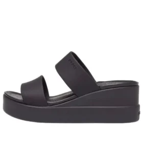 Brooklyn Çift Kayışlı Yuvarlak Burunlu Mid Wedge Terlik “Siyah”