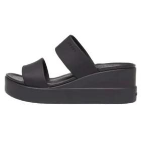Brooklyn Çift Kayışlı Yuvarlak Burunlu Mid Wedge Terlik “Siyah”