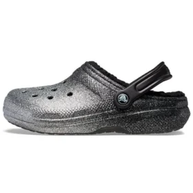 Classic Glitter Lined Clog “Siyah Gümüş”
