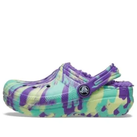 Classic Lined Marbled Clog “Neon Mor Çok Renkli”