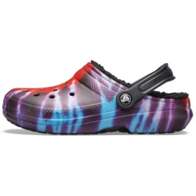 Classic Tie-Dye Stay Warm Cozy Crocs Spor Ev Terlikleri Unisex Mor Kırmızı
