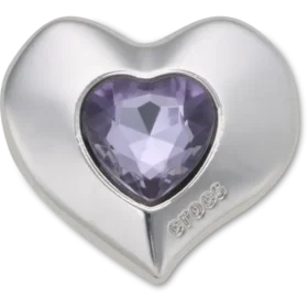 Gümüş ve Mor Smt Gem Heart Jibbitz Süsleri