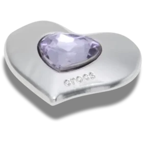 Gümüş ve Mor Smt Gem Heart Jibbitz Süsleri