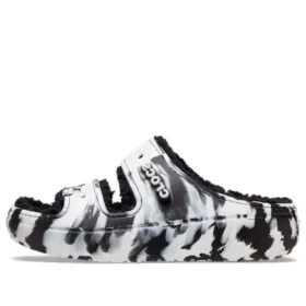 Klasik Cozzzy Marbled Desenli Sandaletler “Siyah Beyaz”