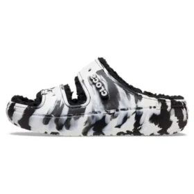 Klasik Cozzzy Marbled Desenli Sandaletler “Siyah Beyaz”