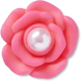 Ortası İnci Olan Pembe Çiçek Jibbitz Süsleri